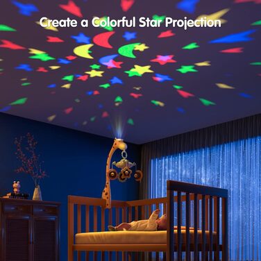 Мобіль для ліжечка TUMAMA 3 в 1 з проєктором, нічником та музикою для малюків