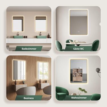 Дзеркало для ванної кімнати HOKO LED Texas 60x80 см з підсвічуванням, нагрівом проти запотівання та чорним металевим каркасом. Можливість монтажу "вверх-вниз". Сенсорне управління, зміна кольору світла 2700-6500K (тепле, холодне, нейтральне біле