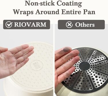 Набір каструль та сковорідок RIOVARM з індукційним дном та знімними ручками, антипригарне гранітне покриття, 16 предметів. Без PFOA.