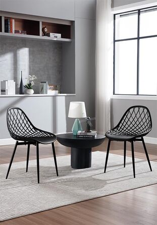 Стільці для їдальні та кухні, сучасний скандинавський дизайн, білий пластиковий стілець з металевими ніжками, набір 4 шт. (K0018EZS-4)