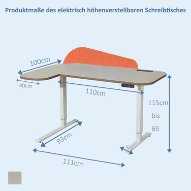 Електричний кутовий стіл з регулюванням висоти 150 см, L-подібний, з 4-ма пам'ятями, з'єднувальна панель, для дому та офісу (150x68 см, темно-коричневий-помаранчевий)