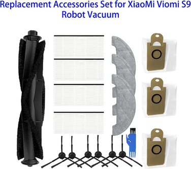 Комплект запасних частин zybulshjt для пилососа Viomi S9 аксесуари включають в себе 1 роликову щітку 6 бічних щіток 3 серветки 3 фільтра 3 пилозбірника 1 інструменти (17 шт. )