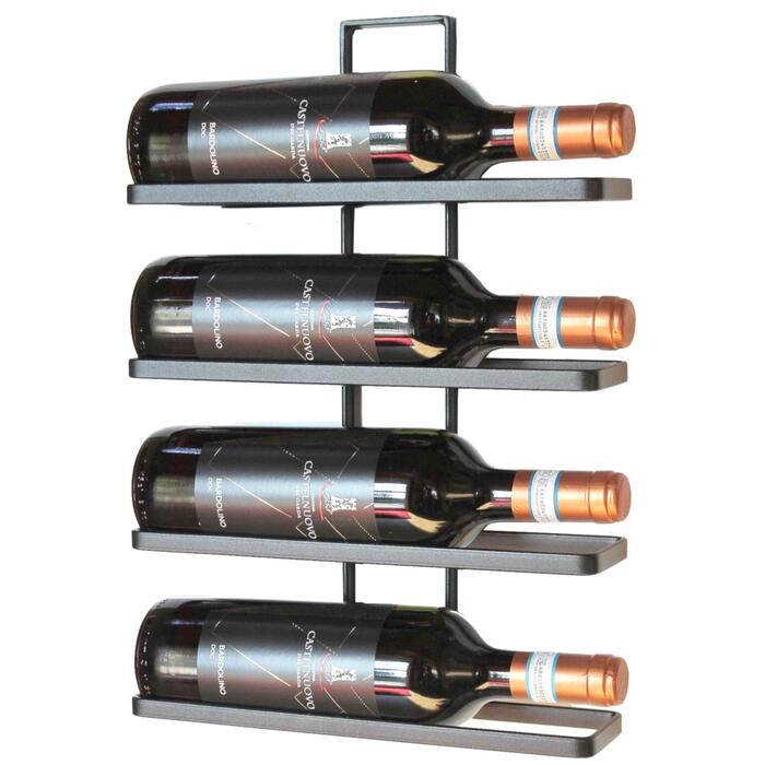 Стінний металевий стелаж для вина DanDiBo чорний, настінний, розширюваний, для 4 пляшок