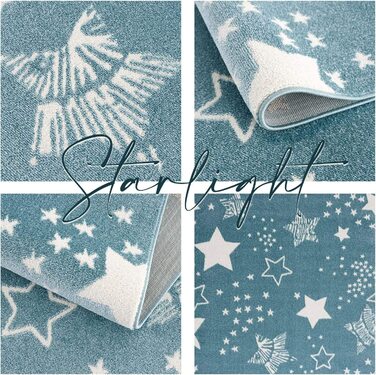 Дитячий килимок pay - - 80x150 см-красивий дитячий килимок з коротким ворсом у вигляді зоряного неба-Oeko-Tex Стандарт 100 (круглий, синій, 120 см)