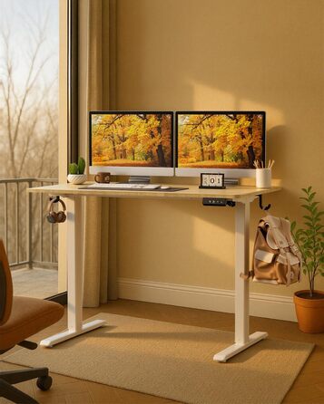 Регульований по висоті письмовий стіл для дому та офісу з пам'яттю на 2 пресети, стіл для ігор та роботи, колір вінтажний коричневий (100 x 60 см)