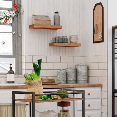 Полиця настінна HOOBRO 2 шт, плаваюча, 60x20x3.8 см, темно-коричнева. Настінні полиці для ванної, спальні, кухні, офісу, вітальні