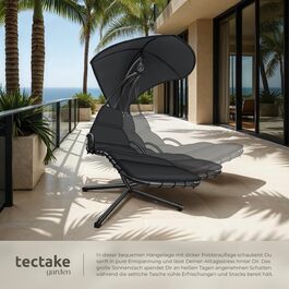 Тектайк® Гамак з каркасом, гамак-шезлонг, гамак-гойдалка з сонцезахистом, гамак-крісло з сумкою, подушкою для голови, для саду, тераси та балкону - (Чорний)