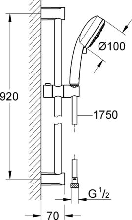 Хром / 27572002 (набір душових стрижнів 900 мм, 4 типи струменя, 4 типи струменя), 100 - /