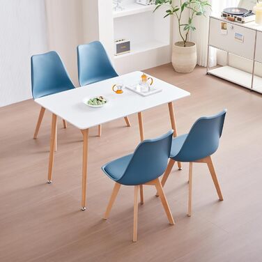 Набір з 6 сучасних стільців для їдальні, кухонних стільців з м'яким сидінням та буковими ніжками для спальні, вітальні, їдальні, кухні