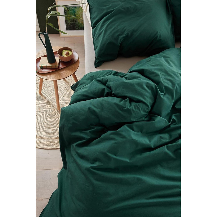 Комплект постільної білизни Beddinghouse Organic Basic Colour Темно-зелений Розмір 155x22080x80см Однотонна бавовна 155x220 см 80x80 см
