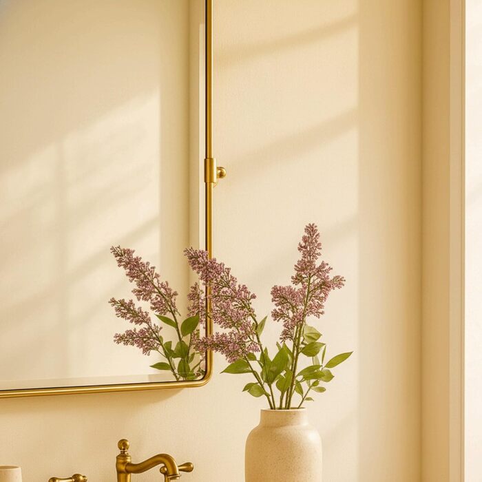 Дзеркало для ванної кімнати TEHOME 61x50.8 см, поворотне, матовий чорний, прямокутне, з металевим каркасом, косою косметичним дзеркалом для вертикального кріплення на стіну