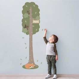 Персоналізована мірна паличка Настінне татуювання для дитячих кімнат До 160 см Вкл. індивідуальну персоналізацію - дерево (макс. 50 символів)
