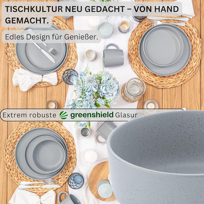 Набір кавових чашок SÄNGER VALUE COLLECTION (6 шт.), 380 мл, блакитно-сірий колір, кераміка, для кави та чаю, мийка в посудомийній машині, підходить для мікрохвильової печі