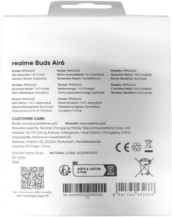 Бездротові Bluetooth-навушники realme Buds Air 6, 6 мікрофонів HD, стерео високої роздільної здатності, IP55, динамік 12,44 мм, помаранчевий