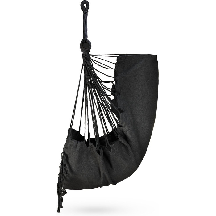 Підвісне крісло-гойдалка з подушкою 100x130x75 см, до 150 кг, для саду та дому, чорне