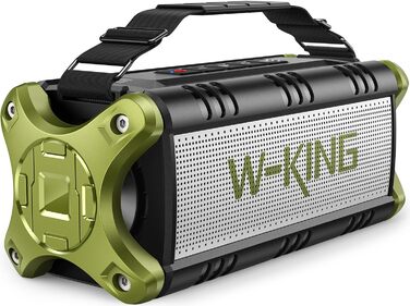W-KING Портативна Bluetooth Колонка 90W, Вологостійка IPX6, 40 годин, Powerbank, NFC, AUX, TF, Зелена