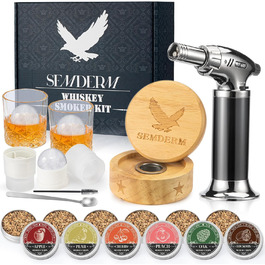 Набір для копчення віскі, ретро-дизайн, з ліхтариком, 6 смакових стружок, 2 склянки, 2 форми для льоду, коктейльний набір для копчення, подарунок для чоловіків, батька, набір для копчення бурбону
