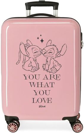 Валіза в салоні Joumma Disney Stitch You Love, рожева, 38 x 55 x 20 см, жорстка, ABS, бічний кодовий замок, 34 л, 2 кг, 4 колеса, багаж, ручний, рожевий, валіза в салоні