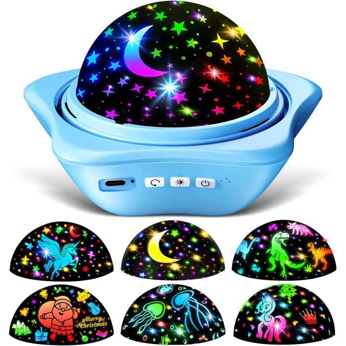 Проєктор зоряного неба One Fire Sternenhimmel для дітей: 96 режимів + 6 фільмів, нічник, обертання 360°, єдиноріг, пульт, 1-9 років, декор кімнати