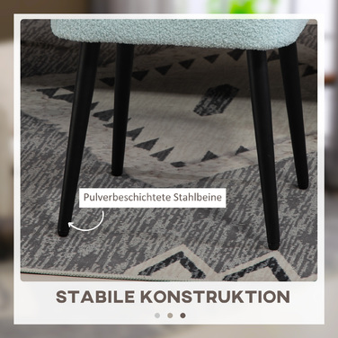 HOMCOM Footstool Квадратний табурет з кашеміровим виглядом, підставка для ніг зі сталевими ніжками, світло-блакитний для вітальні та спальні