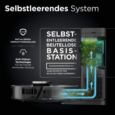 Робот-пилосос Shark PowerDetect 2-в-1 з функцією миття, самостійне очищення на 60 днів, LiDAR-навігація, NeverStuck, керування через додаток, RV2800ZEEU, чорний