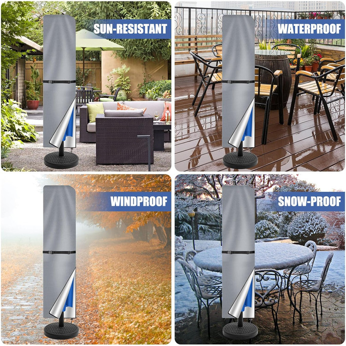 Чохол для парасольки/маркету/садового парасоля, захисний, анти-UV, діаметром до 400 см, 300x300 см (колір: коричневий/сірий, розмір: 240x57/57 см)