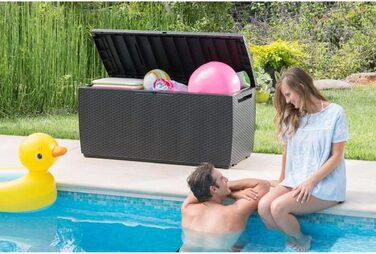 Скриня для саду Keter Capri 305л, сіра - водонепроникна коробка для зберігання подушок, інструментів, іграшок