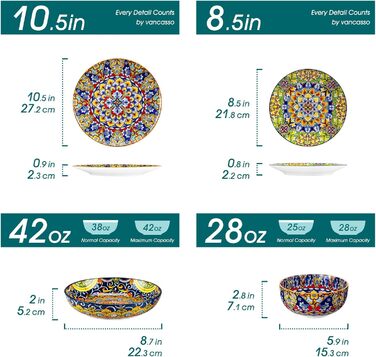 Сервіз столовий на 6 осіб SIMI 18tlg. Комбінований сервіз з порцеляни, 18 предметів. Богемський стиль, включає тарілки для їжі, десертні тарілки та миски.