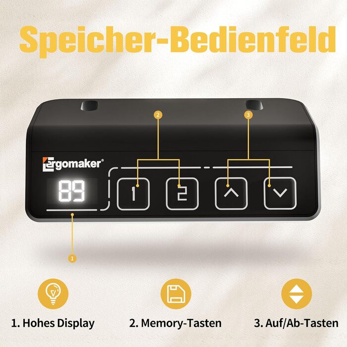 Електричний регульований стіл Ergomaker з пам'яттю та плавним запуском/зупинкою, телескопічний, одномоторний, білий