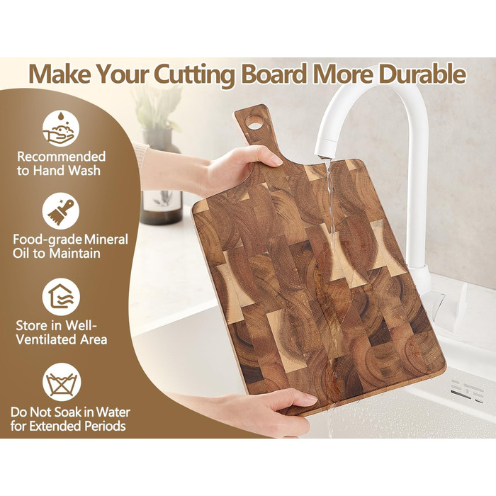 Обрізні дошки XINZUO з акації (35x25x2.6 см) - дерев'яне кухонне рішення з антиковзаючими ніжками та зручним ручним захватом