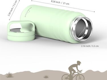 Термопляшка GRANDTIES 946мл з широким горлом та двома кришками - білий слонова кістка | Збереже холодну воду | Для чоловіків та жінок