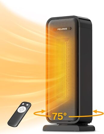 Електрична теплова гармата PELONIS 2000W, керамічна, з термостатом та таймером, чорна | Тепла та компактна