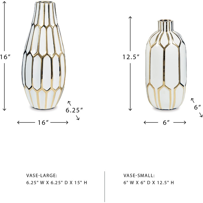 Ваза Ashley Furniture Signature Design, Mohsen, золотий декор, білий, 2 шт.