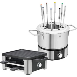 Raclette WMF 4 персони з пательнями та скребками, 870 Вт, нержавіюча сталь матова (набір 2 шт.)
