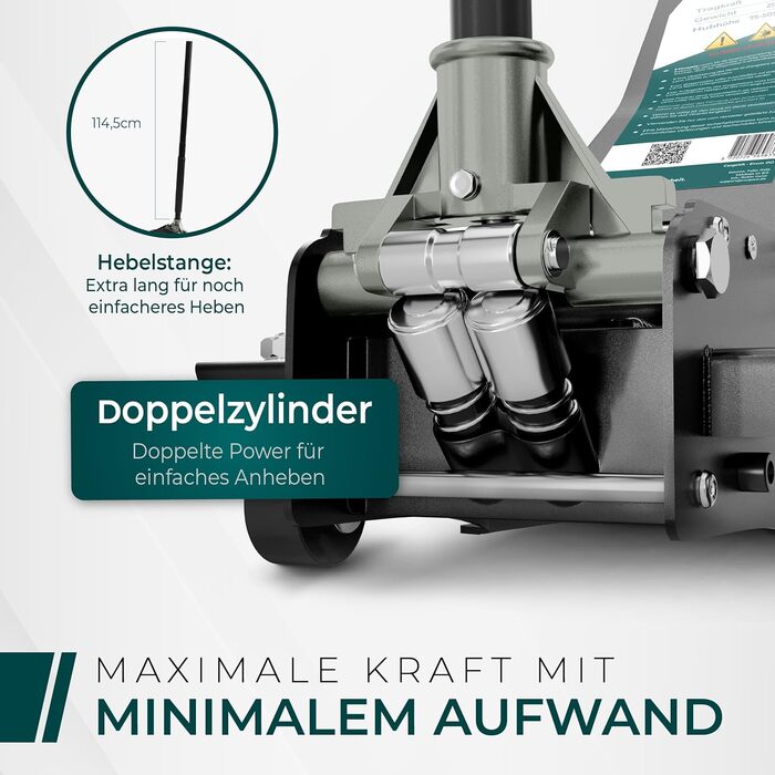 Гідравлічний домкрат CargoVA 3T з низьким профілем (75-505мм) + килимок + 2 гумові накладки | Для SUV та занижених авто | Професійний набір для заміни коліс