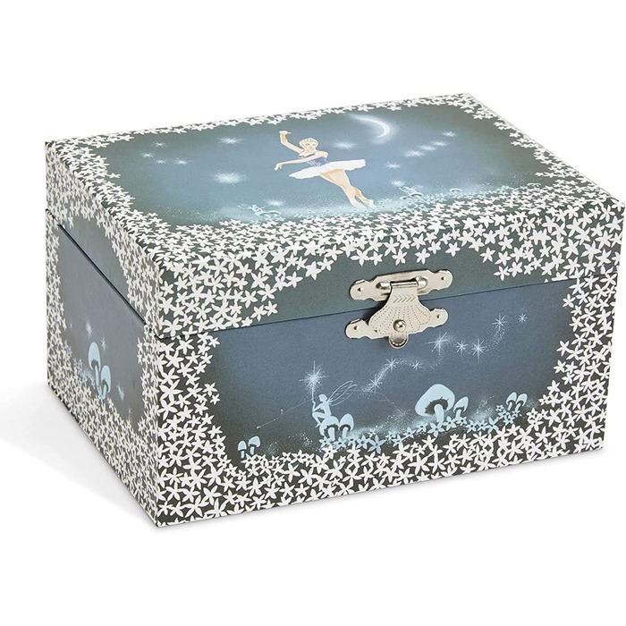 Ювелір - Музична скринька для коштовностей для дівчаток з обертовим єдинорогом, блискучою веселкою і Зоряним візерунком-Пісня прекрасної мрійниці (синя балерина)