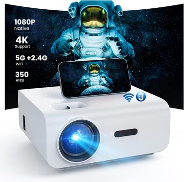 Відеопроектор Beamer 4K з Wi-Fi, Bluetooth, 8000 люмен, 1080P HD, підтримка Fire Stick, PS5, HDMI