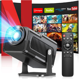 Портативний проєктор Mini Beamer 4K з підтримкою WiFi 6 та Bluetooth 5.4. Підходить для Android 11, HDMI, TV Stick, Laptop. Автоматична корекція траєкторії, обертання 360° (HY320)