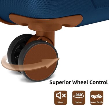 Набір валіз LARVENDER 6 шт. з жорстким корпусом, легкий ABS, розширюваний, міцний, ручна поклажа, 4 колеса, TSA-замок, з 1 сумкою для одягу та 1 косметичкою, білий/коричневий (темно-синій)