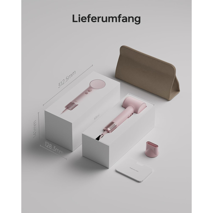 Компактний фен для волосся Laifen Mini з безщітковим мотором 110 000 об/хв та іонізацією, швидке сушіння, низький рівень шуму, колір: рожевий