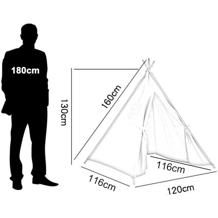 Дитяче намет Takezuaa Tipi - ігровий намет для дому та вулиці, білий, з поліестеру