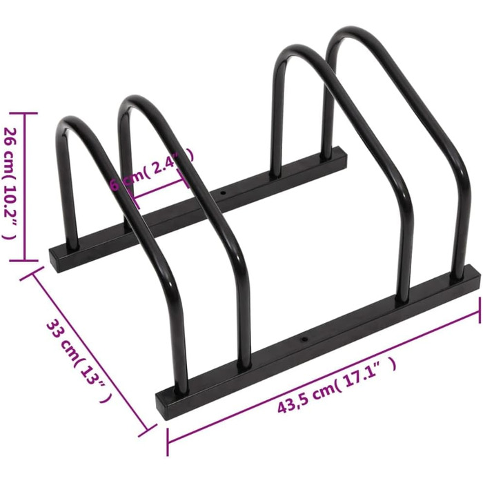 Кріплення для велосипедів, Кріплення для велосипедів Стійка для велосипедів Антизлодійська велосипедна стійка Парковка для гаражного саду, Підлогова підставка, оцинкована (2, чорна)
