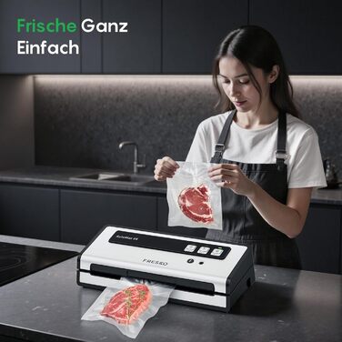 Вакууматор FRESKO Automax V2, автоматичний вакуумний пакувальник 140W з подвійним термозапечатуванням, режимами «Сухий/Вологий» та набором для консервації (чорний)