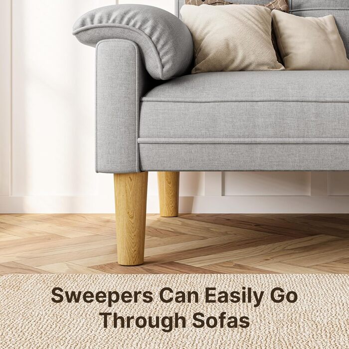 Диван Xbro 2-місний, компактний диван з підлокітниками та кишенею, сучасний диван з тканини для вітальні, квартири, офісу, проста збірка, 144 x 77 x 77 см, сірий