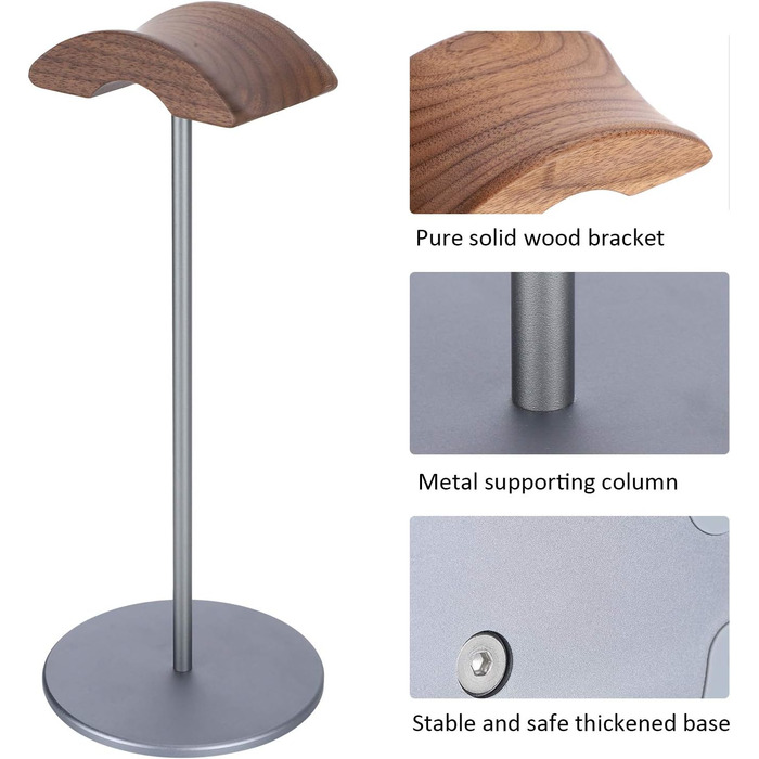 Підставка для навушників Cikonielf з натурального горіхового дерева та алюмінію