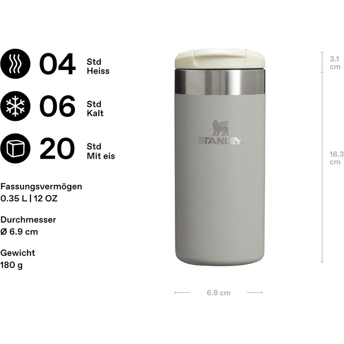 Термокружка Stanley Aerolight Transit - 350 мл, Ash - Збереження тепла до 6 годин, миється в посудомийній машині, для кави з собою