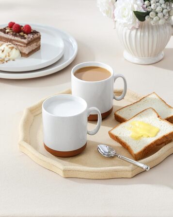 MALACASA Сервіз на 6 осіб (24 предмети) з реактивною глазур'ю, кераміка, серія TARA, білий з коричневими акцентами