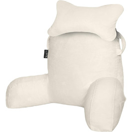 Лежак для читання в ліжко/крісло, подушка для спини з кишенями, для дорослих, для відпочинку, читання, перегляду телевізора, ігор (Бежевий)