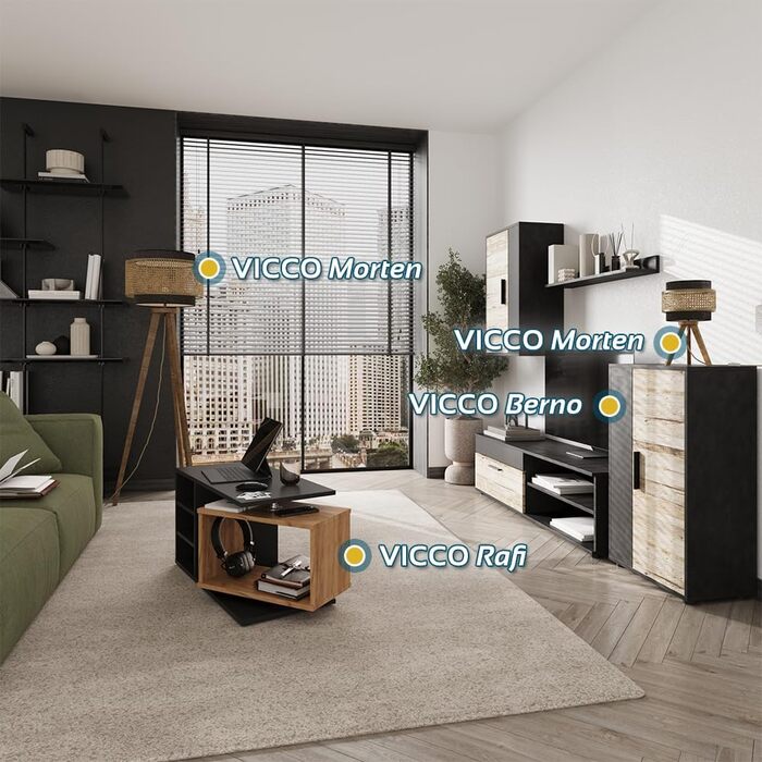 Настільна лампа Vicco Morten з ротангу та чорного кольору, 26 x 45 см, з підставкою