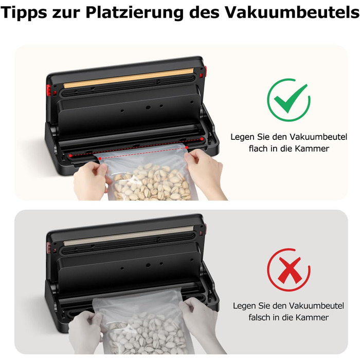 Вакууматор Bonsenkitchen для сухих та вологих продуктів з вбудованим різаком, чорний (в комплекті рулон та 5 пакетів)